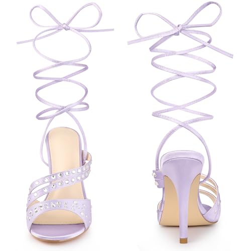 Perphy Rhinestone Satin Lace Up Stiletto Heel Sandal for Women2