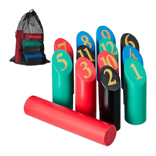 Relaxdays Kubb Wikingerspiel, finnisches Wurfspiel, Holz, Outdoorspiel mit...