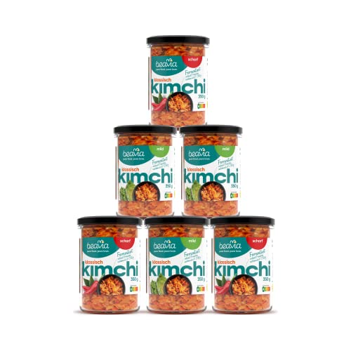 Beavia Kimchi klassisch scharf/mild (6x350g) | fermentierter Kohl | ein koreanisches Lebensmittel zur Unterstützung der Immunität | vegan , ohne Konservierungsmittel , glutenfrei , nicht pasteurisiert Cover