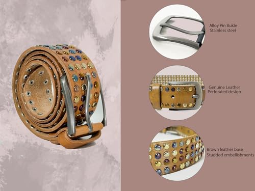 Studded Leather Belt for Men & Women – Adjustable Genuine Leather Belt with Metal Studs, Rock Style Fashion Accessory3
