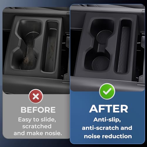 Image of Cup Holder Inserts for Chevrolet Silverado EV WT 2026 2025 2024 (Not for RST /LT), Interior Accessories TPE Center Console Car Cup Holders Covers Protector, Black