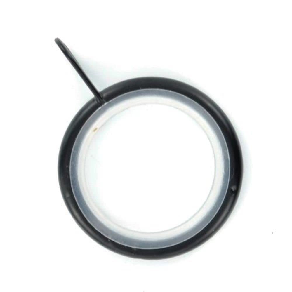 Merriway BH03200 (8 Pcs) Silent Running Metal Curtain Drapery Pole Rod Rings with Fixed Eye, Inner Diameter 23mm (7/8 inch) Outer Diameter 32mm (1.1/4 inch) Black - Pack of 8 Pieces