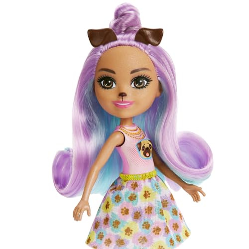 Enchantimals Dolls, City Tails Penna Pug Doll and Trusty Animal Friend, Small Doll with Removable Skirt and Accessories - Image 4