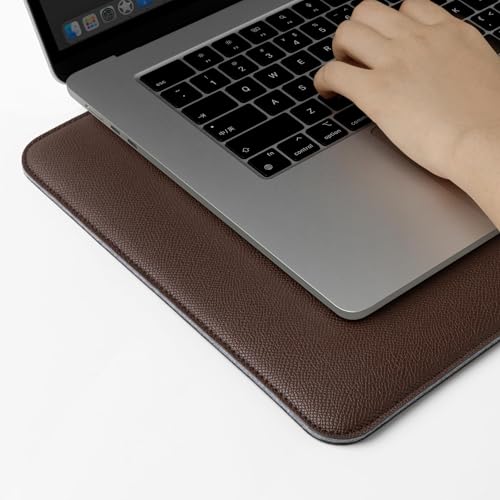 Image of Comfyable Laptop Sleeve 15 Inch Precisely Compatible with MacBook Air 15-inch M4 2025 A3241 M3 2024 A3114 & M2 2023 A2941, Faux Leather Cover Case, Coffee