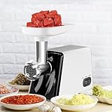 [The Yellow Mango] Meat Grinder, Steel Meat Grinder Electric, Meat Mincer Machine with 3 Cutting Plates, Sausage Stuffer Tube & Kubbe Kit for Home Kitchen Use