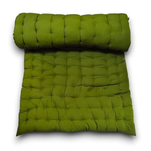Image of ATOOTFUSION Soft Cotton Quilt Mattress Foldable for Floor Light Weight Filled Single Firm Cotton Quilt Mattress Gadda Dark Green 3 x 6 ft or 72 x 36 Inches 1 Sleeping Capacity