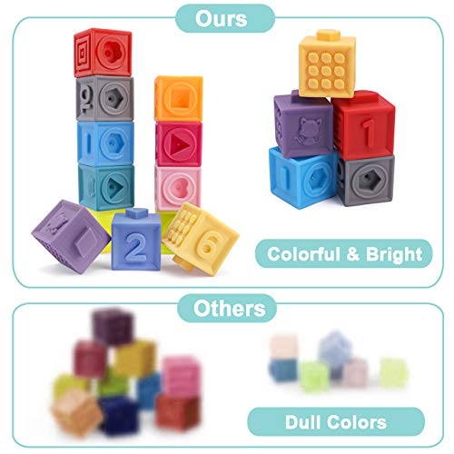 Ownone 1 Baby Soft Blocks, 16Pcs Stacking Building Blocks, Teething & Squeezing Toys For Babies, Cube Blocks With Numbers Animals Fruits, Soft Toys For Babies Infants Toddlers Age 6 To 12 Months Up #TOP5
