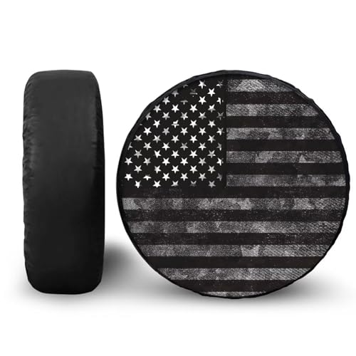 Image of Pensura American Flag Spare Tire Cover Waterproof Dust-Proof Universal 14-19 Inch Wheel Camper Spare Tire Cover for Trailer Truck SUV Travel Trailer