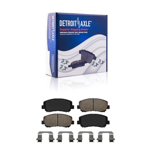Image of Detroit Axle - 10pc Brake Kit for 2013-2016 Dodge Dart, Drilled and Slotted Disc Rotors 2014-15 Ceramic Brakes Pads with Hardware Replacement : 12.00 inch Front 10.39 inch Rear Rotor