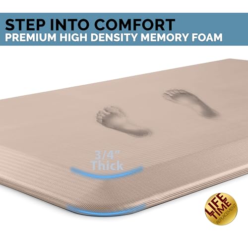 ComfiLife Anti Fatigue Floor Mat – 3/4 Inch Thick Kitchen Mats for Floor, Standing Desk Mat, Kitchen Rug – Comfort at Home, Office – Durable – Stain Resistant – Non-Slip Bottom (20" x 32", Rose Gold)