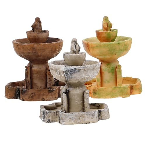 BEBEMOKO 3Pcs Miniature Resin Fountain Decoration Creative Tabletop Fountain Prop for Micro Landscape and Fairy Garden Decor Lifelike Tabletop Ornament Serene Home Aesthetic