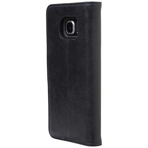 Ultratec Funda protectora para Samsung Galaxy S6 Edge en elegante símil de cuero con recipiente interior desmontable, azul marino