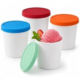 4er-Set Eisbehälter für Speiseeis, 250ML Eis Aufbewahrungsbehälter mit Deckeln aus Silikon, Eis-Container BPA-frei in Lebensmittelqualität Wiederverwendbar, Zur Lagerung und Herstellung von Speiseeis