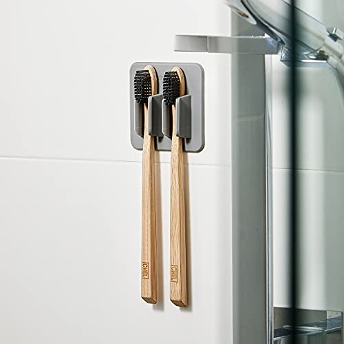 Tooletries - The George Toothbrush Holder - Silicone Toiletry Organizer, Shower & Bathroom Accessory - Features Silicone-Grip Technology, Removable & Reusable - Grey #TOP3