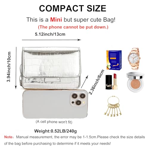 Image of Small Crossbody Purse Bag for Women,Y2K Cute Metallic Croc Handbag