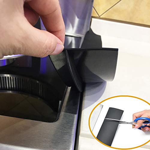 Kitchen Silicone Stove Counter Gap Cover, 25 Inch Long & Extra Wide Stove Gap Filler Range Strips 2Pcs,Between Oven And Countertop Dishwasher, Dryer,Easy Clean Heat Resistant Gap Guards Black #TOP5