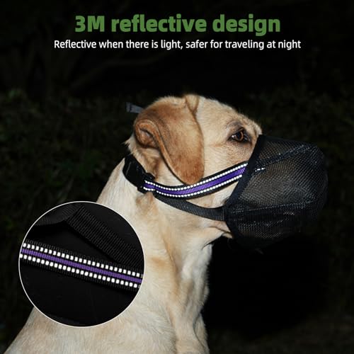 Maulkorb Mittlere Hunde, Hundemaulkörbe mit Klettverschluss, Atmungsaktive Hunde Maulkorb, Haustiermaske Hundemaulkorb mit Reflektierendem & Verstellbarem Riemen (XL)