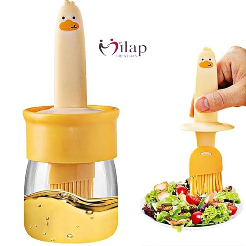 Image of Plastic Oil Dispenser Bottle 200ml, Glass Bottle with Silicone Brush, Leakproof Transparent Jar, Container for Cooking Oil for Kitchen