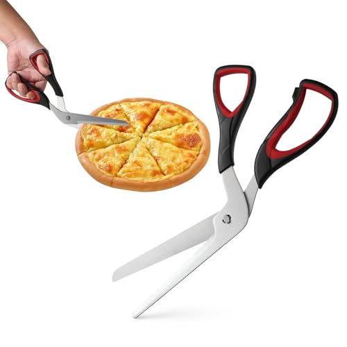 FHISKUNYU Ciseaux à Pizza Lavable au Lave-Vaisselle | Ciseaux de Cuisine pour Découper Pizza, Gâteaux & Herbes | Facile à Utiliser, Léger et Résistant