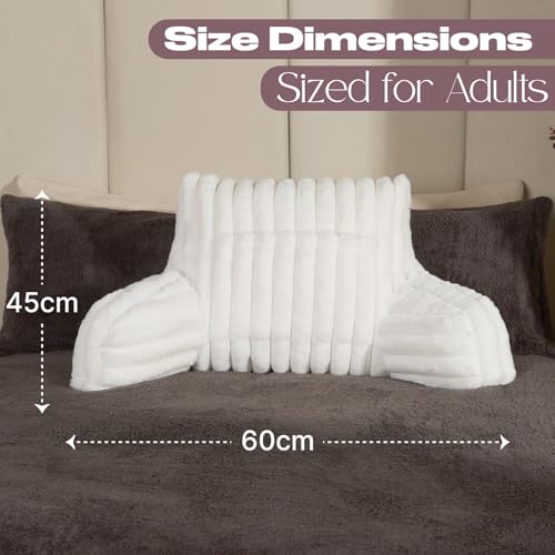OHS Cuddle Cushion for Adults, Valentines Gifts for Her Ribbed Faux Fur Comfy Reading Pillows Sofy Cosy Gaming Cushion with Heatable Pocket Support Pillow with Arms Relaxing Comfy, Cream - Image 6