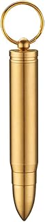 Kerosene Lighter, Brass Windproof Bullet Traditional Flint Wheel Lighter, Ring Keychain Portable Lighter for Candle Smoking Camping Outdoor Kitchen (Color : Brass)