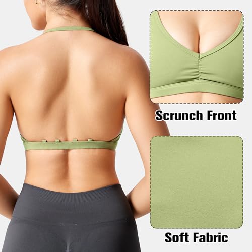 Image of YEOREO CoreFlex Workout Sports Bras for Women Padded Strappy Open Back Gym Bra Light Impact Criss Cross Yoga Crop Top