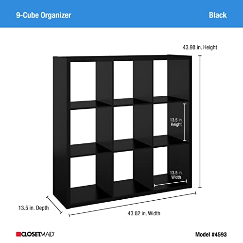 Image of ClosetMaid Decorative Open Back 9-Cube Storage Organizer, Black
