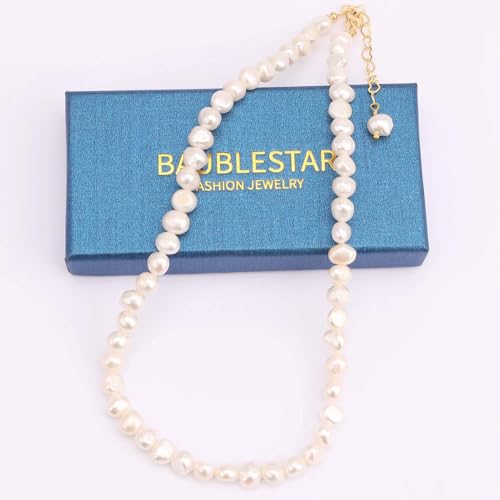 Natural Freshwater Baroque Pearl Necklace Cultured Pearls Beaded Choker for Women4
