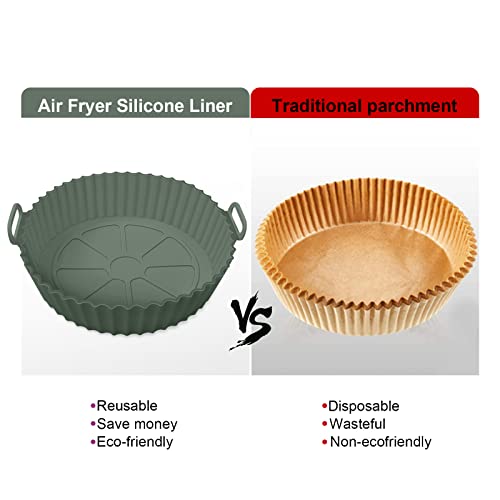 2Pcs Air Fryer Silicone Liners 3 To 5 Qt, Air Fryer Silicone Pot Food Safe Non Stick Air Fryer Basket Bowl Accessories, Reusable Replacement Of Flammable Parchment Liner Paper (Top 8In, Bottom 6.75In) #TOP5