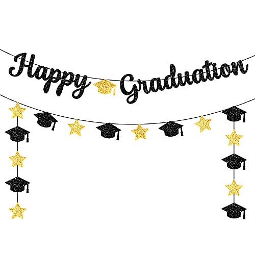 Image of KatchOn, Glitter Happy Graduation Banner - No DIY, Pre-Strung | 2026 Graduation Decorations, Grad Cap Decorations | Congrats Grad Banner for Grad Party Decor Class of 2026