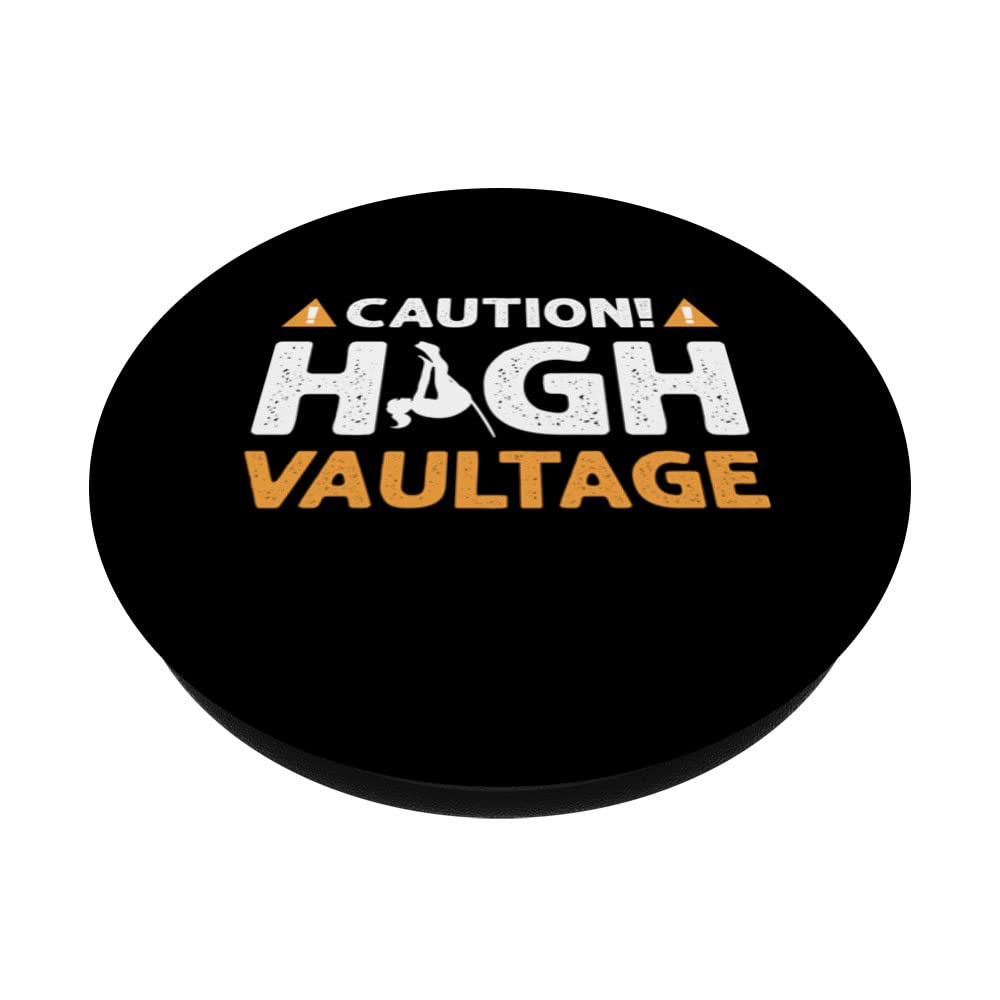 Caution! High Vaultage! Pole Jumping. Pole Vault PopSockets Swappable PopGrip, Black - Image 2