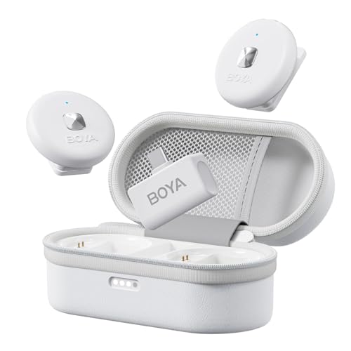 Image of BOYA Omic | Microphone for Youtubers Wireless, Bluetooth Mic Wireless for Vlogging & Interviews USB-C Android & iPhone, Magnetic Clip, 200m Range, Pro Noise Cancelling Mic for Video Recording. (White)