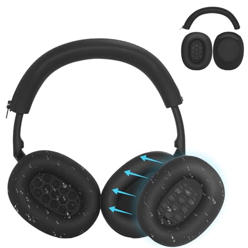 Accesorios Adhiper XM6 Sweat Covers para Sony WH-1000XM6 - Negro | Funda de silicona suave, cubierta 2-en-1 para audífonos con cubiertas para almohadillas y diadema, resistente al sudor y fácil de limpiar miniatura 1
