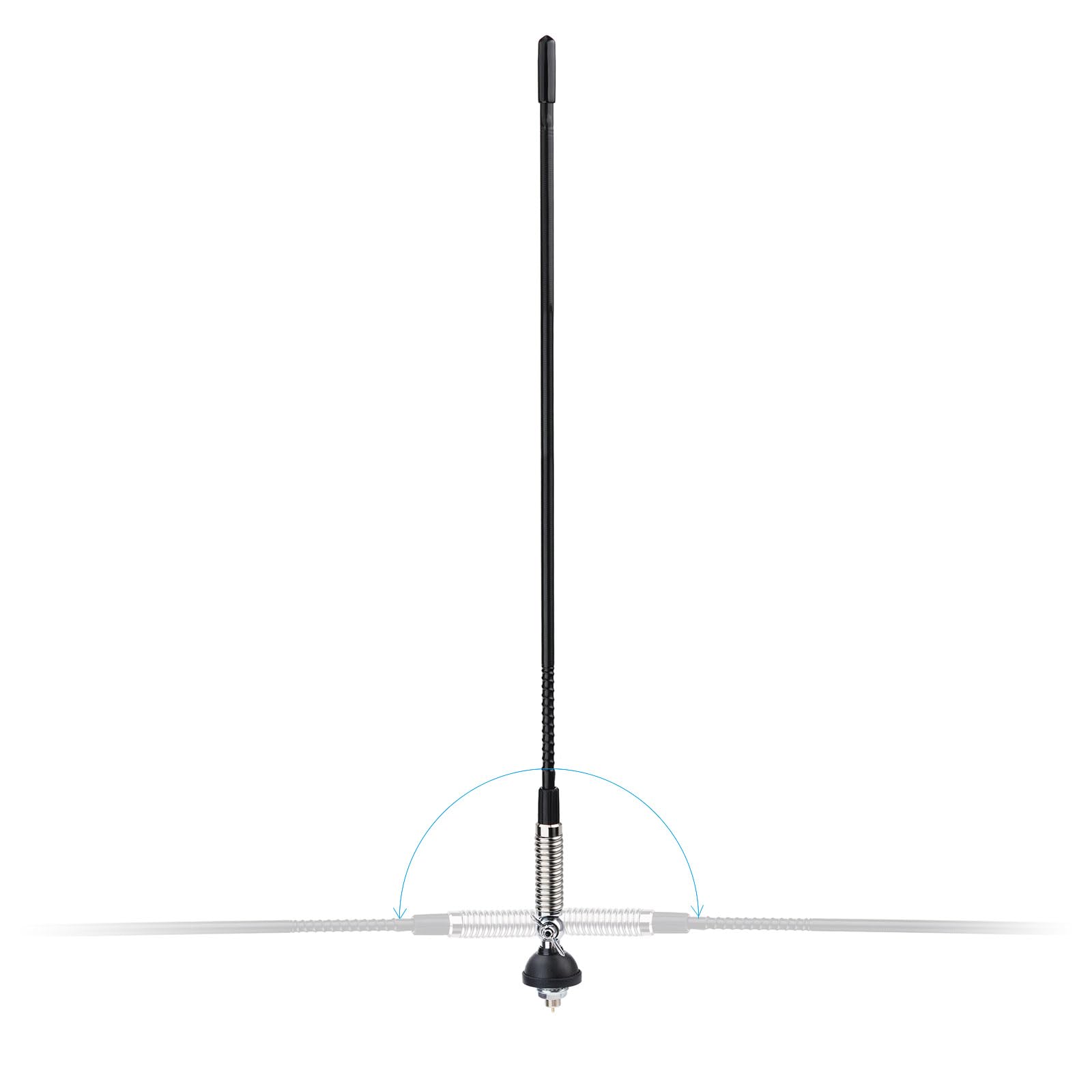 Bingfu Antenna CB in Fibra di Vetro 27 MHz Veicolare Maschio UHF PL259 65cm | Flessibile e Regolabile a 180°, Cavo RG58 4 m, per Radio CB Mobile Veicolare Camion Camper Auto SUV