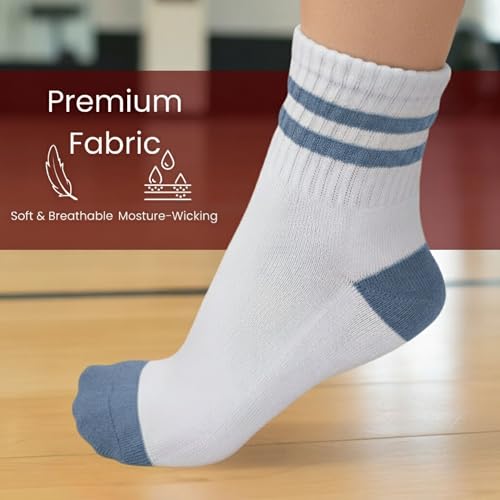 Mini Crew Socks for Women 4-Pack Cushioned Bottom Retro Striped Socks vintage sock4