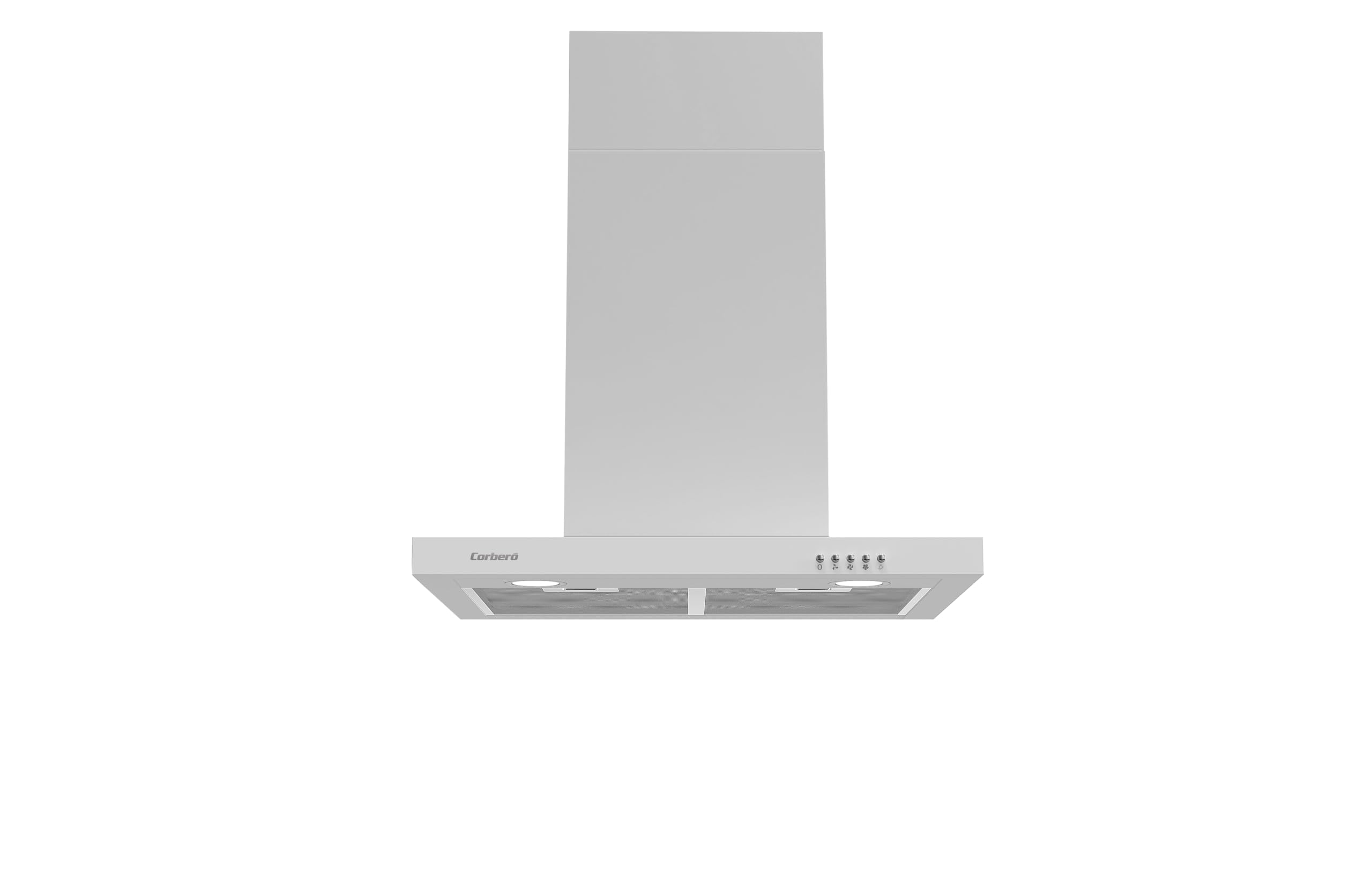 Corberó - Campana Decorativa Horizontal 60 cm | VOSTOK660W | Caudal 647,7 m3/h | Pulsador | 165W | 3 Velocidades | 2 Filtros de Aluminio | Filtro Carbón | Eficiencia Energética A, Color Blanco