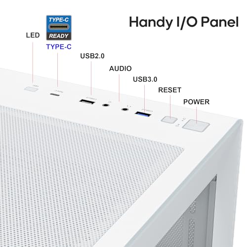 Gabinete de PC Vetroo AL900 Blanco ATX con vidrio templado de vista completa 270° | Soporta radiador de 360mm y 4 ventiladores PWM FDB ARGB con controlador miniatura 7