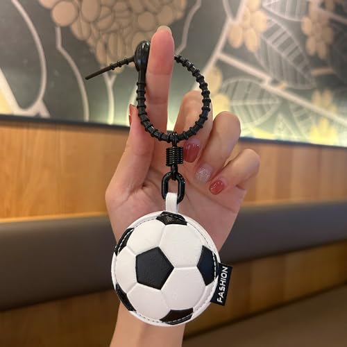 Image of Leather Ball Keychain Wristlet Sports Key Ring Car Key Wallet Backpack Bag Gym Accessories Gifts for Men Women