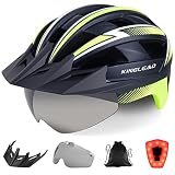 【Diseño 3 en 1】: Diseño único, visera solar desmontable, gafas magnéticas desmontables y luz de seguridad LED en un casco bicicleta de carretera para sus 3 necesidades de uso. Las gafas magnéticas se pueden utilizar como gafas de sol. No solo protegen tu rostro del viento y la arena.