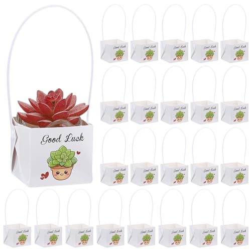 BENECREAT 50 juego de Bolsas Blancas para Envolver Regalos de Suculentas, Caja de Regalo de Papel Kraft para Macetas de 6cm, Ideal para Bodas, Recuerdos para Baby Shower Y Decoración con Plantas