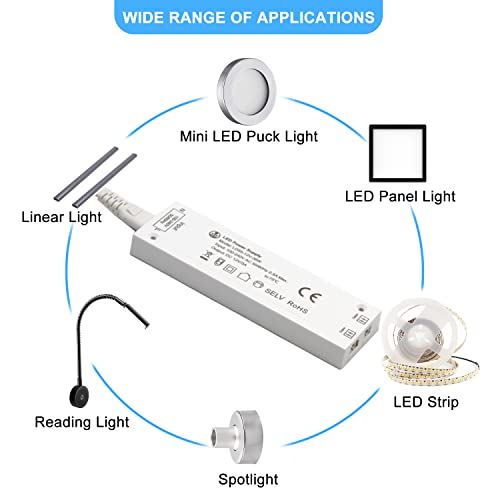 Image of VST 36W LED Power Supply, AC 100-240V to 12V DC Low Voltage Transformer with JST Connector Ports, White Lighting Adapter for Strip and Cabinet Lights, ETL Listed