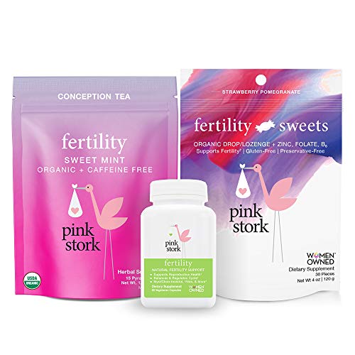 Pink Stork Fertility Bundle: Tea, Zinc Lozenges, Supplements - Fertility Prenatal Vitamins