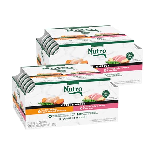 Nutro Natural Choice Cuts in Gravy Wet Dog Food Chicken Turkey Variety Pack, 3.5 oz. Trays (12 Count, Pack of 2)