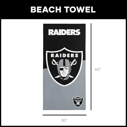 Image of Northwest NFL Las Vegas Raiders Microfiber Beach Towel, 30 x 60 Inches - Quick Dry, Sand Resistant, Lightweight, Highly Absorbent, Incisor Design