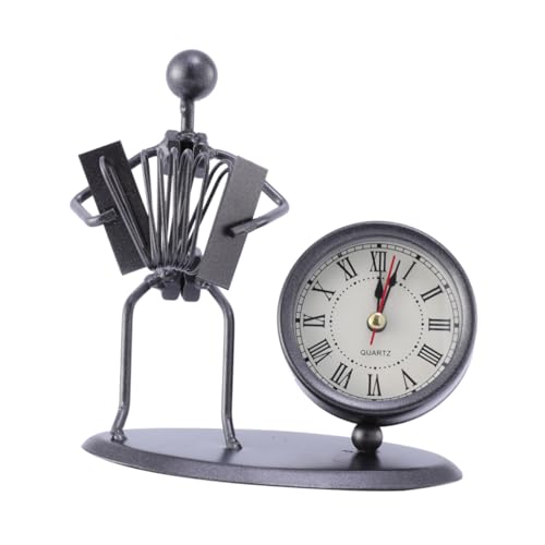 ULTECHNOVO Reloj De Mesa Vintage De Hierro Estilo Acordeón Sin Batería, Despertador Metálico Analógico para Oficina y Hogar, Decoración Retro Artesanal para Escritorio, Estudiantes y Familias