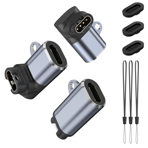 3 adaptadores USB C compatibles con Gar-min Watch, cargador cable adaptador para Gar-min Vivoactive 6 5 4 3S 4S, Venu Sq/Sq 2/ Venu 2/2s/3/3s/2 Plus, Forerunner 245 55 935 255 (plata)