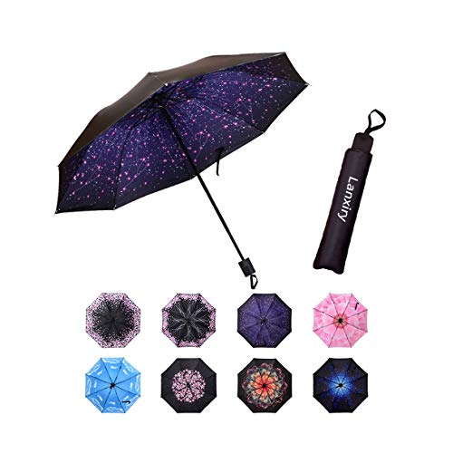 Compact Travel Umbrella,Windproof Waterproof Stick Umbrella Anti-UV Protection Golf Umbrellas (Star)