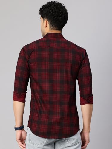 Image of Majestic Man Men's Pure Cotton Cargo Checkered Shirt with Dual Flap Pockets - Slim Fit | Full Sleeve | Casual Wear | Trendy & Comfortable