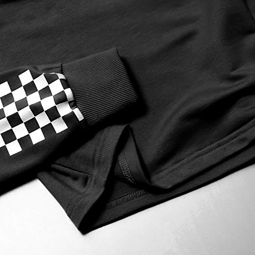 Image of Kids Girls Leather Plaid Long Sleeve Crop Top Hoddie Cropped Sweatershirts