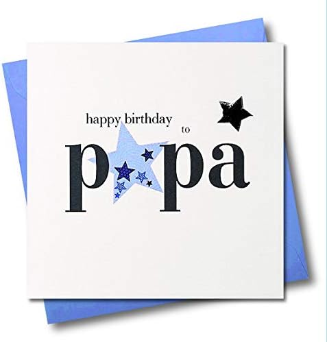 Claire Giles Greeting Cards, Happy Birthday Papa Card, Blue Star design Birthday Greeting Card, Embellished with a padded star
